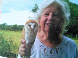 Joyce Crowe with a Barn Owl