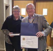 Judy Matthews awarded a Paul Harris Fellow recognition award