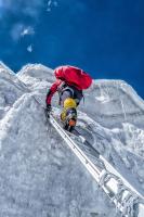 Climbing on the ice.