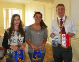 Evita from Slovenia and Vittoria from Italy with Rotary Club of Nantwich President Ashley Weaver.  Evita and Vittoria were hosted by Ann and Rod Stokes for the first four days of their visit.
