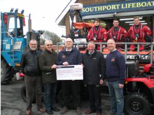 Four Rotary Presidents donate £420 to Southport Lifeboat for a new security system.