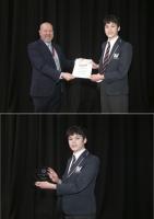 Lucas Faram receives his award