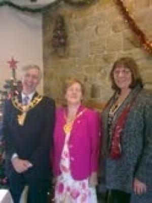 The Mayor and Mayoress being greered by Club President, Brenda Wood