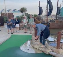 Geoff Day takes on difficult water hazard