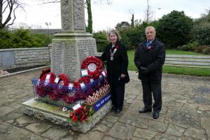Our picture shows President Jan of the Rotary Club of Formby, supported by Rotarian Jeff laying a wreath at the War Memorial on 11 November. Formby Rotary is glad to have also made a small donation to the Royal British Legion.