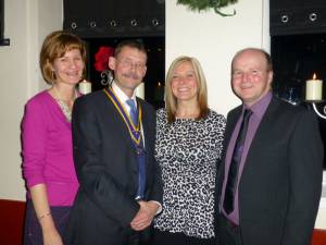 Club President Bob McDougall and wife Hilary, greet guest speaker Alison Kennedy and her husband Gavin