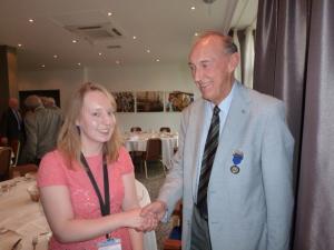 Rotarian Anthony Powell thanking Emilie Ravenscroft 