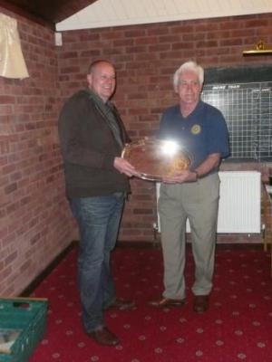 The memorial plate is presented to the winning club Gloucester by our President Jeremy Chamberlayne.