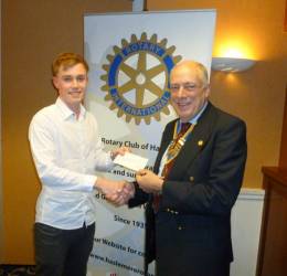 President Rob receiving a sponsorship cheque