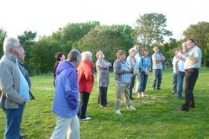 SMRC keen walkers meet with their guide Kevin Gordon