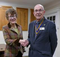 Knaresborough Rotary President David Kaye welcomes Stephanie to membership.