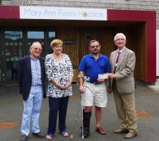 David Clayfield, President of Arbury Rotary Club and Ann Williams President of Arbury Inner Wheel Club present our Tributes at the Service in Riversley Park