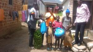 One family receiving food aid 