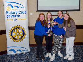 The winning team is Craigie PS (the picture with the cup). The names of the pupils from left to right of the picture are Evelyn Menzies, Beth Mackie, Lily Erskine and Olivia Davidson.  The reserve is Kaitlin Thompson (not in the picture)