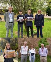 Upper row; John Banks (Rotary Secretary), Will, Jake & Ms Oates (Kings Hill School)

Lower row: Libby (Kings Hill School), John Banks (Rotary Secretary), Erica (Cirencester College) & Vince Harris (Rotary President)