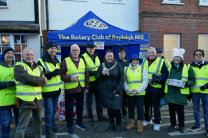 All set up and ready to go – the members of the team with Town Council Leader, Danielle Belton