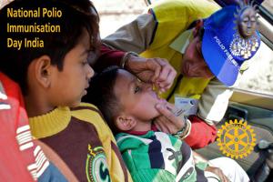 Polio vaccine being given to a child at a National Immunisation Day.