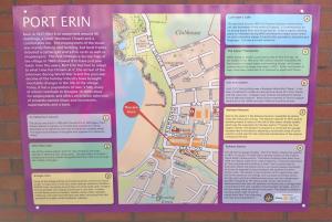 Visitor Information Sign in Town Square Port Erin provision of which was supported by Rotary Club of Rushen & Western Mann