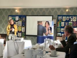Elizabeth White Ripley explaining the work of Solent Mind to the club