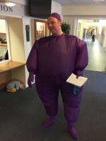 Mr Webb as a purple Telly-Tubby!