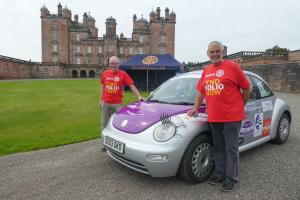 RCAccrington& Clitheroe - Malcolm Baldwin & Bill Honeywell -  'Ribble Valley Riders' - VW Beetle (with eyelashes) en route to Glasgow