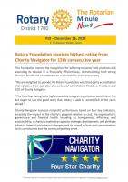 Rotary's charity gets highest rating from Charity Navigator