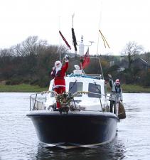 This computerised image shows Santa approaching Kirkcudbright Harbour at 1100 on Saturday 12th December 2015