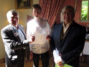 RYLA student Jack Roberts meets Merrick Corfield (L) and President Mike Griffiths (R) after his presentation.