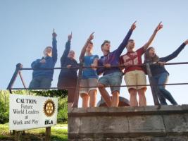 The contestants, the two judges, teaching staff and Rotarian Alex Buchan.