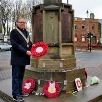 President Stephen laying wreath at Prestwick War memorial