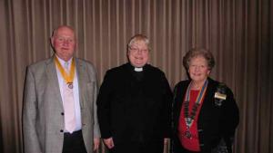 Rev. Teresa Munro with Chris Folley, President of the Rotary Club of Senlac and Glynn Parry, Vice-President