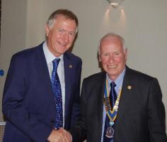 Rob Newsome OBE being presented with his Sapphire PHF by President Tony Newsome