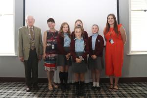Buttsbury RotaKids Officers with Lead Teacher Lauren Pretty and Head Ann Robinson, with President Ben
