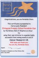 Certificate for Ettington Rotakids