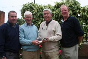 Winner of the spring event Barrie presents the trophy to winner Ray with second paul on the Left and third David on the right