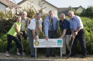 Rotary sign placed on the roundabout at the Lowertown junction of the Helston/Redruth road