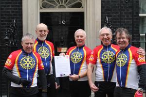 Club members in Downing Street on Rotary Day - End Polio Now