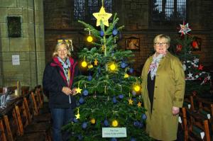 Member Helen Buswell admires the work of Member Jo Jarvis (right)