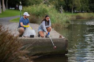 Removing pollution from the river and surrounding areas.  Image Rotary International