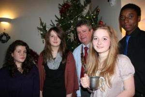 The four Contestants Caitlin Mcllwraith, Rebecca Addis,Keiana Eden-Cox and Luke Campbell with our President Brian