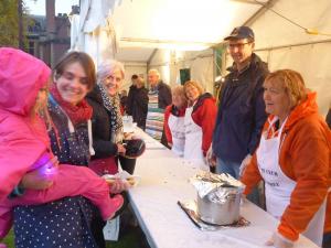 Happy customers (and crew) at the Reading Abbey Hot Dog stall.