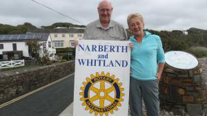 George and Pam Wilkinson arrive at Amroth