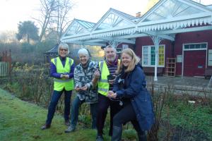 Planting Purple Crocuses at Strathpeffer Station