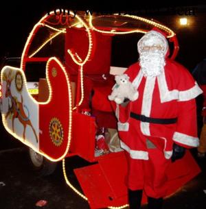 Santa with Baxter Bear before setting off on his round.