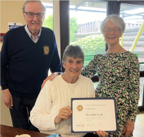 Lesley with rotarian George Wilson and Sheila Jones