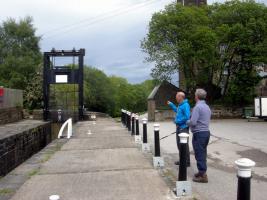 The guillotine or lift gate fitted to Lock 24e (Upper Mill Lock) near Rotcher Lane,Slaithwaite