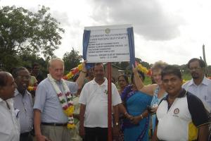 David Pearson at the completed Waterwell project in Sri Lanka