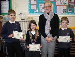 Isaac Hennessy, Lola Taylor, President Karen Rigg and Luca Hennessy