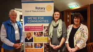 President Steve Marsden (left) with Judy Whittaker, Chairman of St Silvan’s and Oxted Beer Festival’s Jilly King (right)