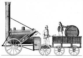 George Stephenson’s  “The Rocket”, winner of the Trials